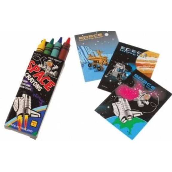 Space Astronaut Theme Mini Coloring Books and Crayons Set - 12 Coloring Books + 12 Boxes of Crayons