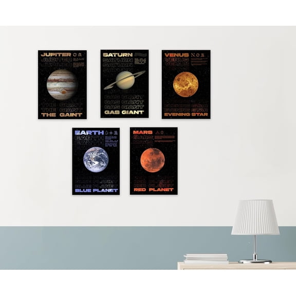 Space Astronomy Vertical Canvas Wall Paper Poster Pack - Set of 5, A4 Size, 9x12 inch Unframed Art Prints - Home, Bedroom, Living Room & Decor - Aesthetic, Matt Finish