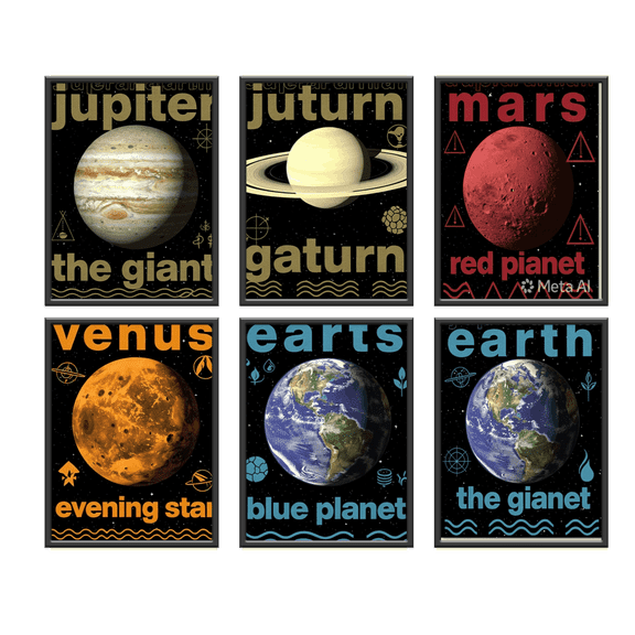 Space Astronomy Vertical Canvas Wall Paper Poster Pack - Set of 5, A4 Size, 9x12 inch Unframed Art Prints - Home, Bedroom, Living Room & Decor - Aesthetic, Matt Finish