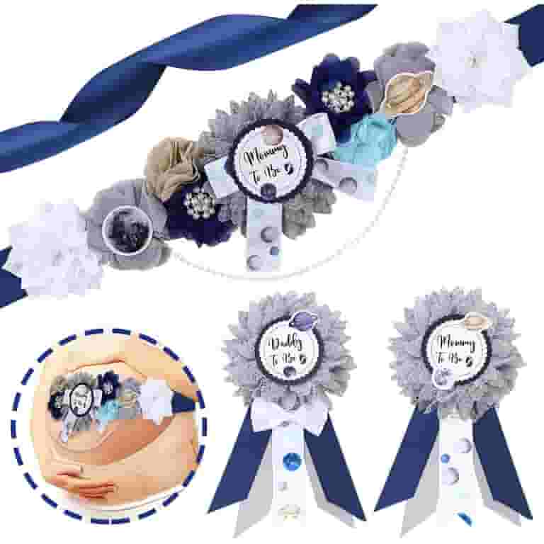 Space Baby Shower Sash, Mom to Be Maternity Flower Belly Belt with