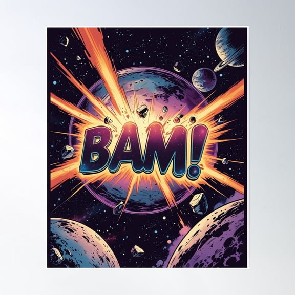 Space Bam! Poster Wall Art, Modern Wall Decor, 12x18 UNFRAMED