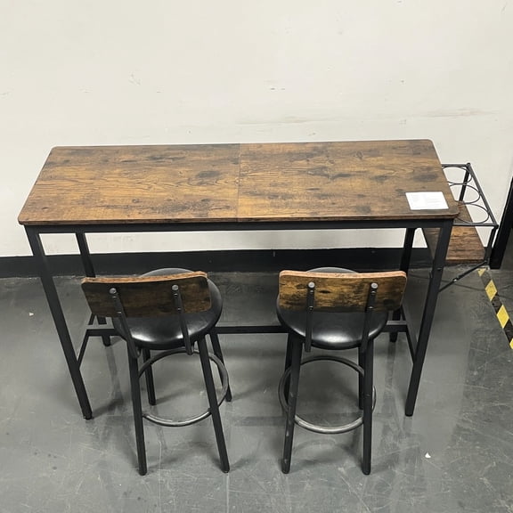 Space Bar Furniture Grey, Quality Craftsmanship, Comfortable Seats Table With Grey Upholstered Stools - Adds Value To Home