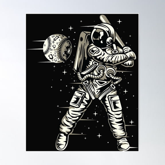 Space Baseball Poster Wall Art, Modern Wall Decor For Living Room Bedroom, 8x12 UNFRAMED