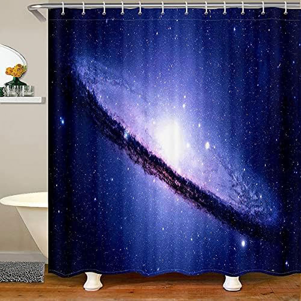 Space Bath Curtain Galaxy Universe Theme Bathroom Shower Curtain Set Starry Night Sky Shower