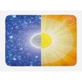 thumbnail image 1 of Space Bath Mat, Split Design with Stars in the Sky and Sun Beams Solar Balance Nature Image Print, Non-Slip Plush Mat Bathroom Kitchen Laundry Room Decor, 29.5 X 17.5 Inches, Blue Yellow, Ambesonne, 1 of 2