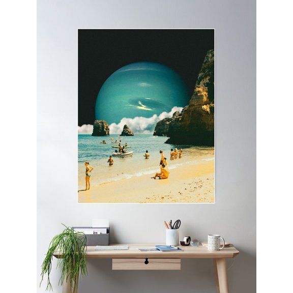 Space Beach Poster Wall Art, Modern Wall Decor For Living Room Bedroom, 12x18 UNFRAMED