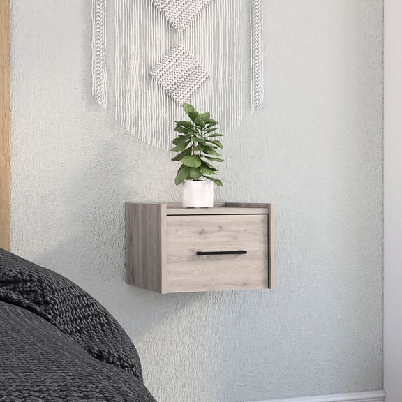 Space Bedroom Table In Grey - With Drawer Side Space Saving And Handle For
