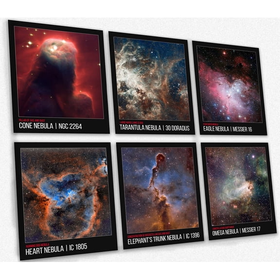 Space Bedroom Wall Decor - Galaxy Art, Outer Space Themed Kids Bedroom Decor Universe Nebula Modern Room Decor / Astronomy Gifts for Him or Her / Outer Space Fantastic Nebula Galaxy Set of 6 Painting