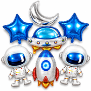 Space Birthday Decorations Balloon Set, Jumbo Astronaut Balloons, Rocket, UFO, Moon & Stars, Galaxy Party Decorations for Kids