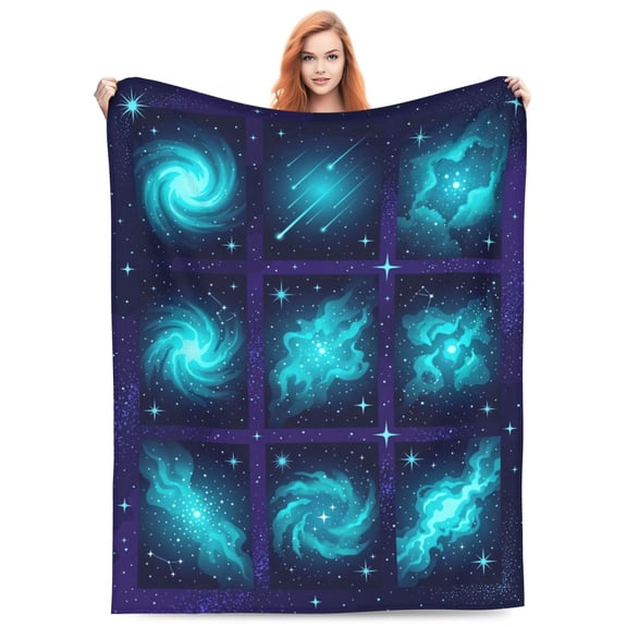 Space Blanket, Galaxy Super Soft Plush Throw Blanket, Warm Fuzzy Flannel for Bed Couch Travel 50x40