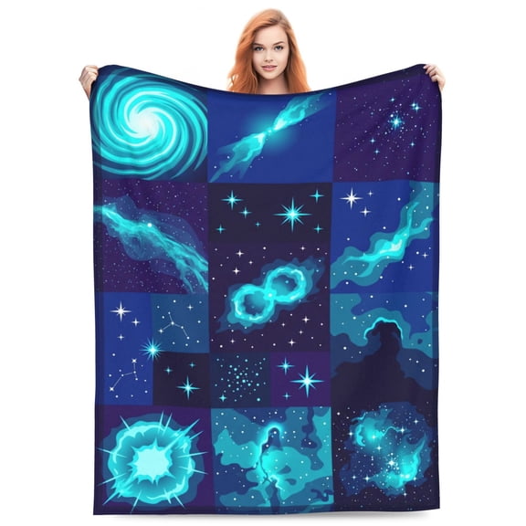 Space Blanket, Galaxy Super Soft Plush Throw Blanket, Warm Fuzzy Flannel for Bed Couch Travel 50x40