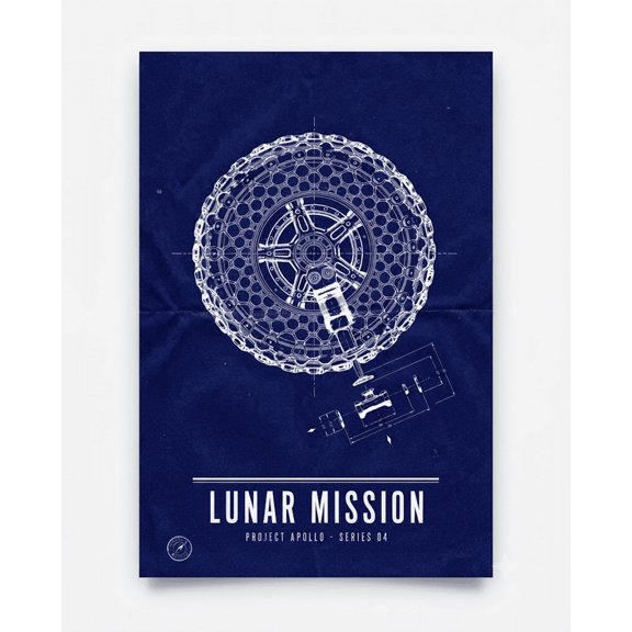 Space Blueprint Art Lunar Rover Wheel Schematic Poster Wall Art Print for Office Men