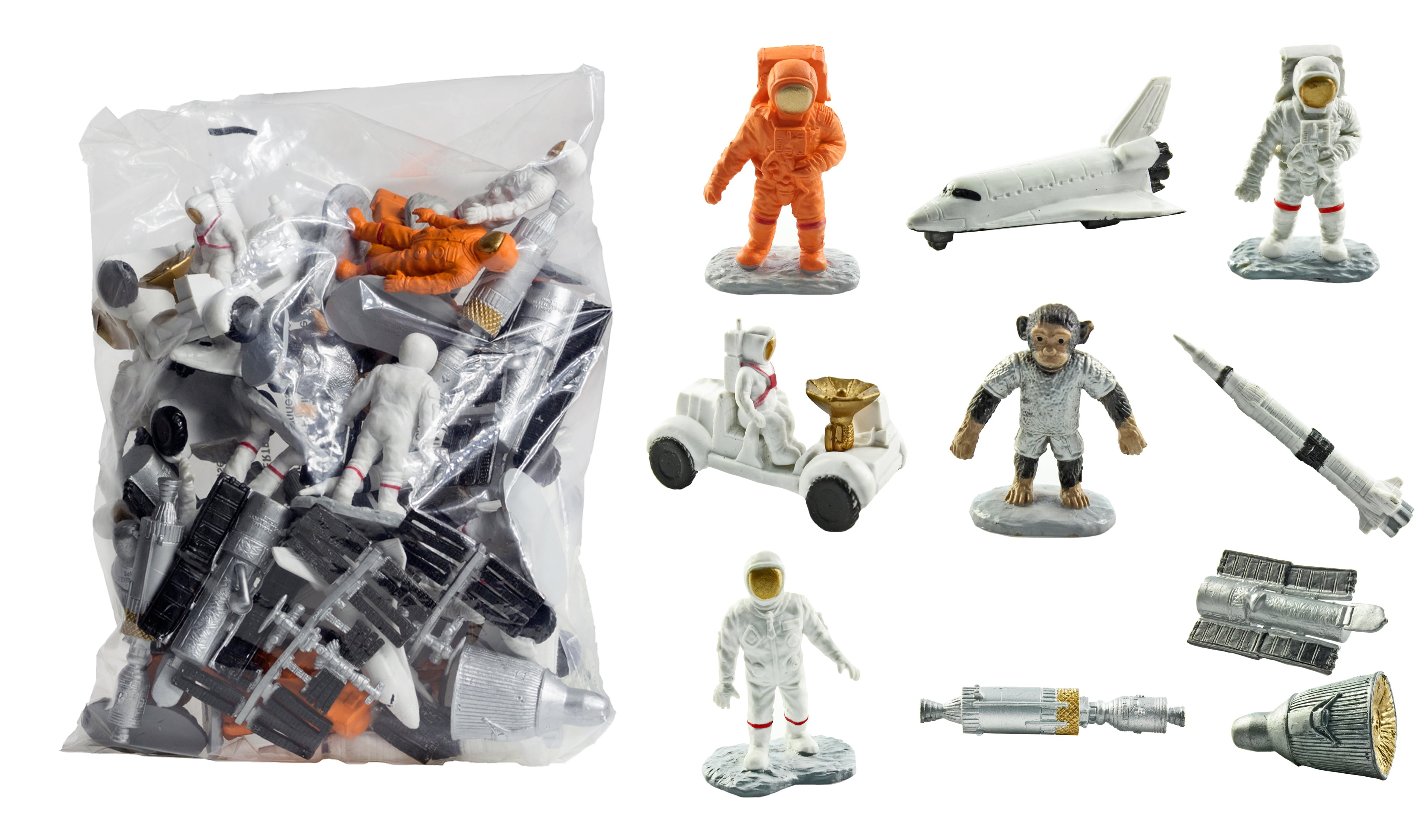 Space Exploration Miniature Figurine Set with Astronauts and Rockets