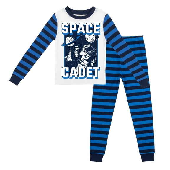 Space Cadet Blue-and-Black-Striped Long-Sleeve Pajama Set-4