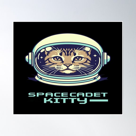 Space Cadet Kitty Adventure Poster Wall Art, Modern Wall Decor, 24x36 UNFRAMED