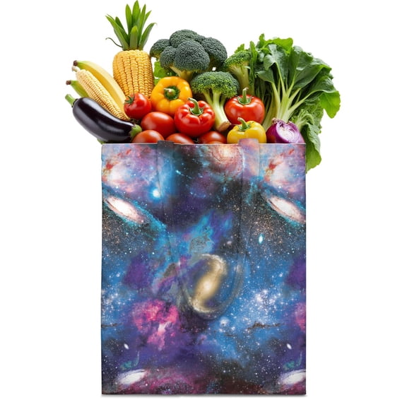 Space Canvas Shopping Bag Galaxy Astronaut Planet Starry Night Cosmos Outer Space Cute Celestial Star Constellation Moon and Stars Nebula Sci-fi Lovers Reusable Tote Bag Eco-Friendly Lightweight Folda