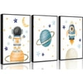 thumbnail image 1 of Space Canvas Wall Art Astronaut Poster Prints Fun Planet Drawing Rocket and Spaceship Image, Kids' Room Wall Decor for Kids' Rooms and Bedrooms, 1 of 6