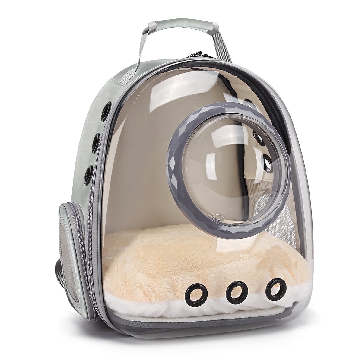 Space Capsule Bubble Dome Pet Carrier Backpack with Extra Soft Pillow, 12 lb Limit, Gray