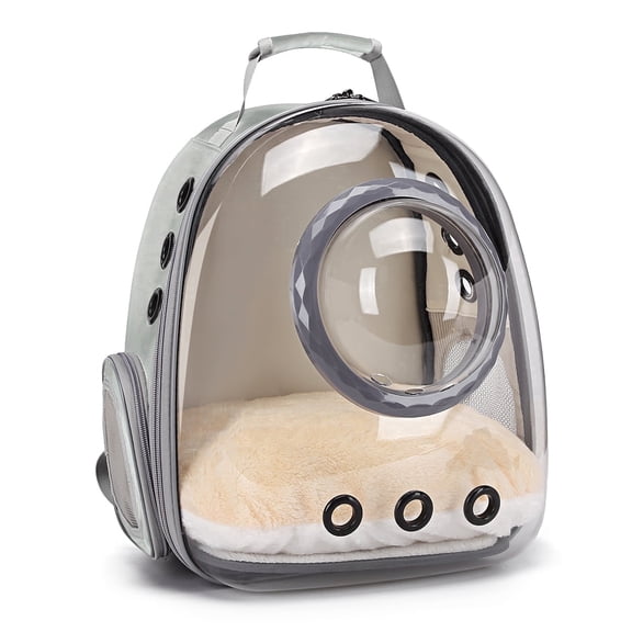 Space Capsule Bubble Dome Pet Carrier Backpack with Extra Soft Pillow, 12 lb Limit, Gray