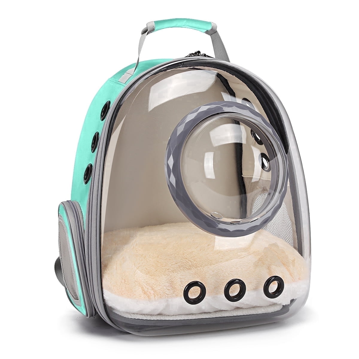 Space Capsule Bubble Dome Pet Carrier Backpack with Extra Soft Pillow, 12 lb Limit, Green