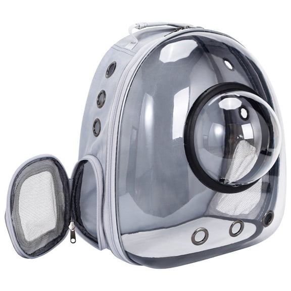 Space Capsule Pet Backpack Carrier, Portable Transparent Anti-Anxiety Cat Travel Backpack, Large Capacity Double Shoulder Pet Bag for Cats & Small Dogs, Semi-Soft, Solid Color, Elegant Grey