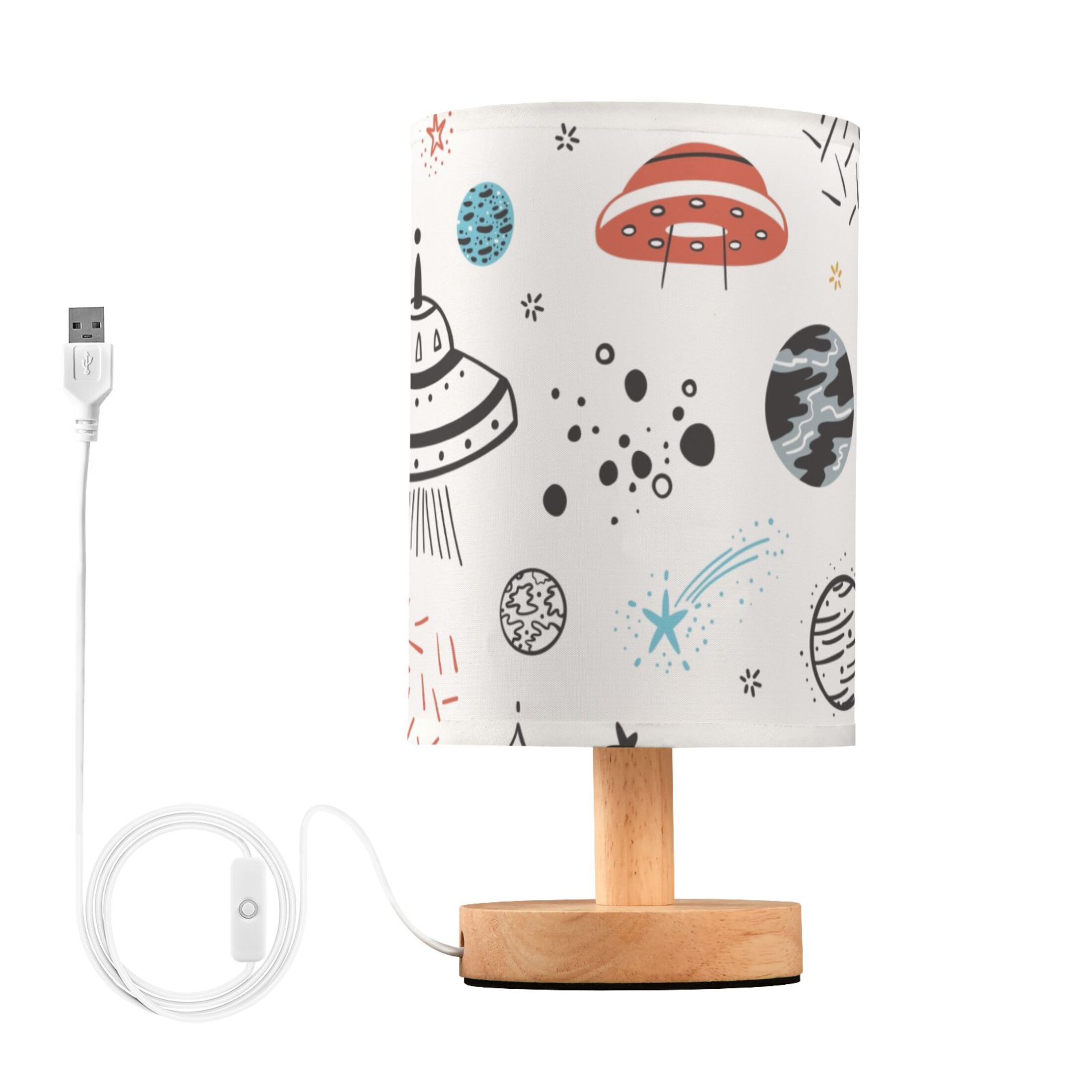 Space Cartoon and Stars Bedside Table Lamp LED Warm Lights with