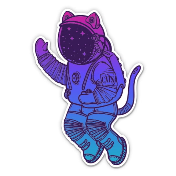 Space Cat Astronaut - 12" Vinyl Sticker Waterproof Decal