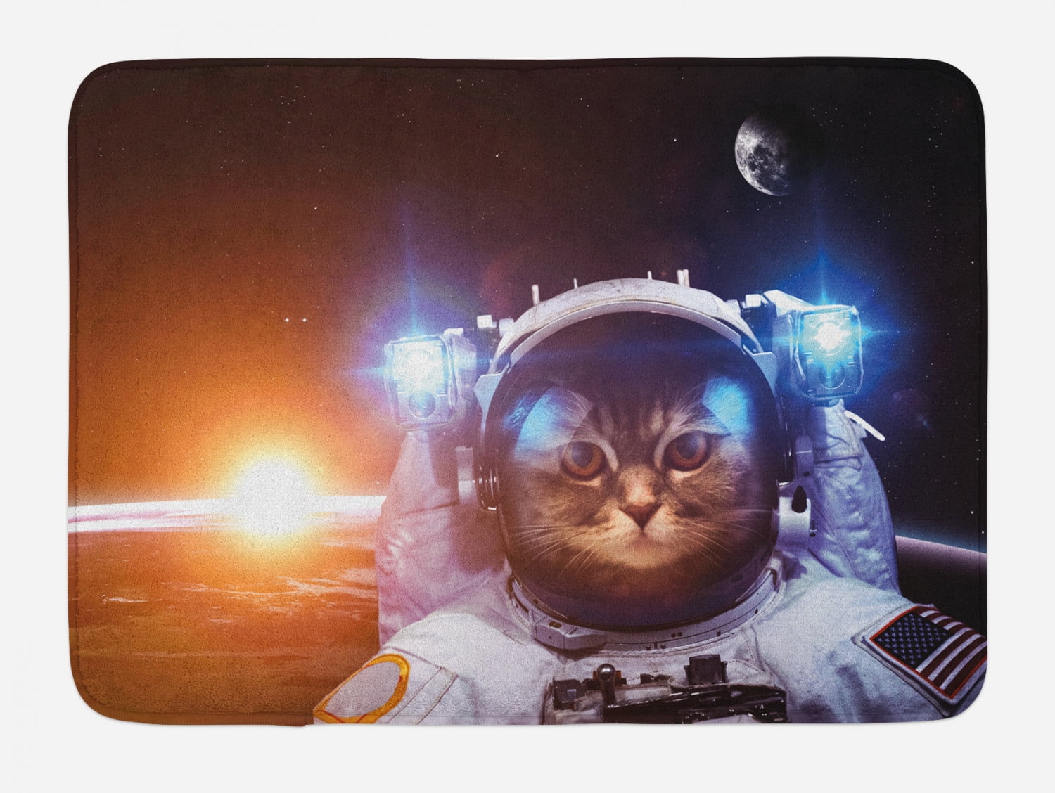 Space Cat Bath Mat with Anti-Slip Backing