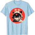 thumbnail image 1 of Space Cat Courage Japanese Retro Kawaii Cute Astronaut Kitten T-Shirt, Tee Gift For Men Women, Light Blue Color, Size 2XL, 1 of 2