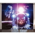 thumbnail image 1 of Ambesonne Space Cat Curtains 2 Panel Set, Galaxy Eclipse Saturn, 108" x 96", Dark Blue Purple, 1 of 3