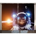 thumbnail image 1 of Ambesonne Space Cat Curtains 2 Panel Set, Sun Lunar Eclipse, 108" x 90", Dark Blue Orange, 1 of 3