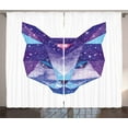 thumbnail image 1 of Ambesonne Space Cat Curtains 2 Panel Set, Star Clusters Head, 108" x 63", Sky Blue Purple, 1 of 3