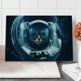 thumbnail image 1 of Space Cat Cutting Board, Kitty in Space Suit Loking from Rocket in Galactic Space Orbit Art, Decorative Tempered Glass Cutting and Serving Board, Large Size, Dark Blue and White, by Ambesonne, 1 of 5