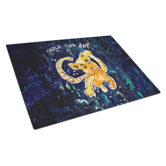 Space Cat Det Cat Glass Cutting Board 12 in x 15 in