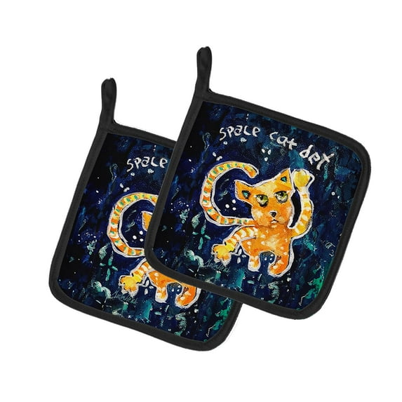 Space Cat Det Cat Pair of Pot Holders