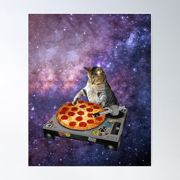 Space Cat Dj Poster Wall Art, Modern Wall Decor For Living Room Bedroom, 8x12 UNFRAMED