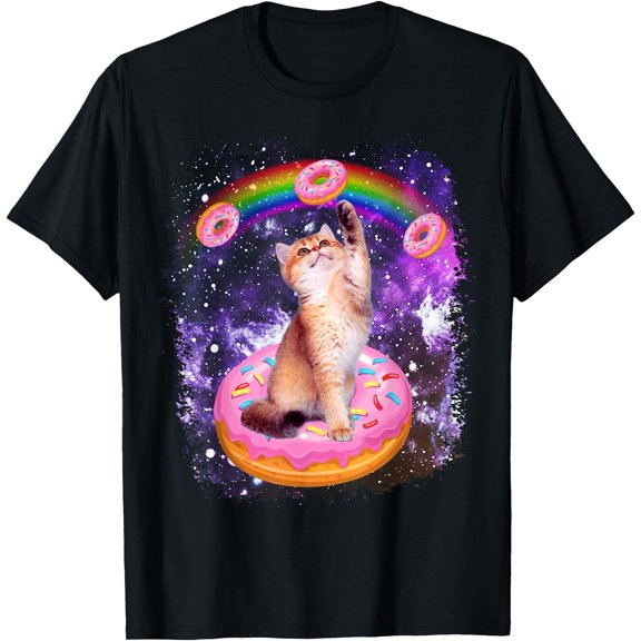 Space Cat Donut Rainbow Cat Galaxy Cute Kitty In Space T-Shirt