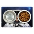 thumbnail image 1 of Space Cat Pet Mat for Food and Water, Milkyway Galaxy Space Traveller Cat in Suit with Stars Backdrop Image, Non-Slip Rubber Mat for Dogs and Cats, 18" X 12", by Ambesonne, 1 of 2