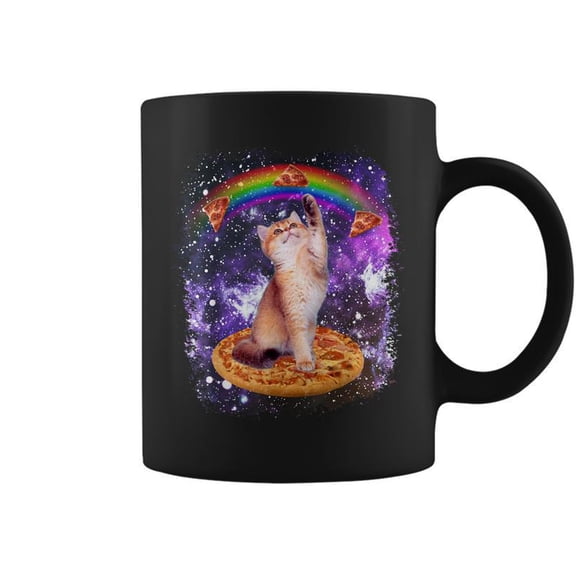 Space Cat Pizza Rainbow Cat Galaxy Cute Kitty In Space Coffee Mugs