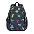 thumbnail image 1 of Space Cat and Planet Black Pattern Backpack for School, Cute School Bag with Adjustable Shoulder Straps and Padded Back, 15"x11.42"x5.5", 1 of 5