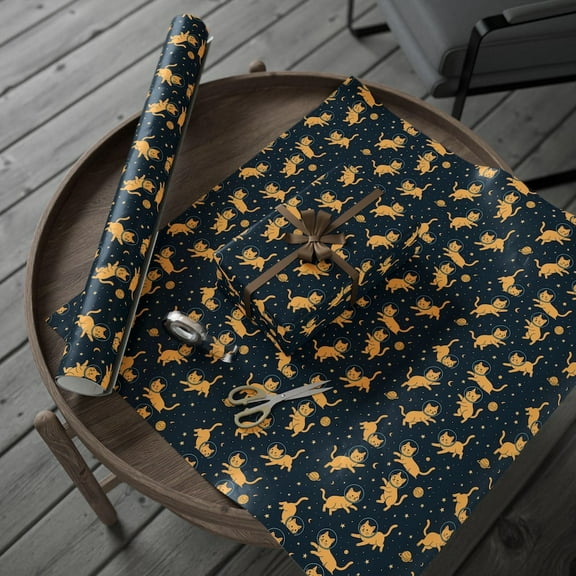 Space Cats Wrapping Paper, Fun Gift Wrap for Cat Lovers, Birthday, Holiday, Pet Adoption, Gift Wrap, Christmas Gift for Friends Mom Dad Sister Brother Cowoker 58x23in