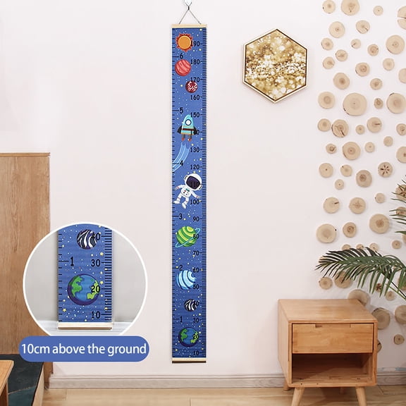 Space Children's Cartoon Baby Kids Growth Chart Record Wood Frame Height Measurement Ruler Wall Sticker Hanging Height Stickers Room Wall Decoration