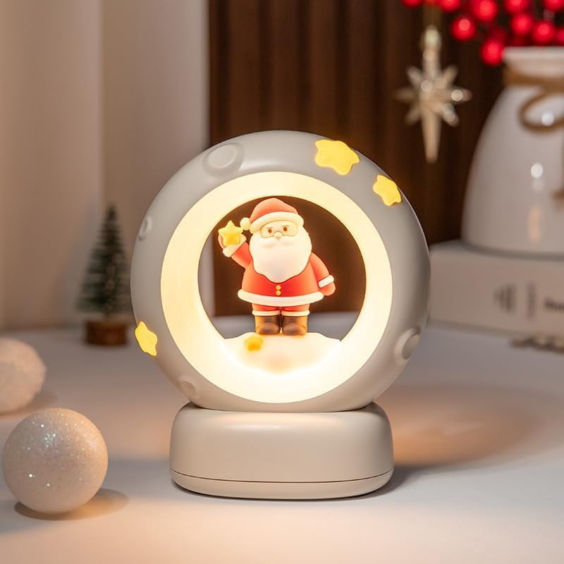 Space Christmas Night Light for Kids Baby, Cute Christmas Tree Nursery Lamp with Touch Sensor, Dimmable Rechargeable Bedside Light, Christmas Gifts for Boys Girls