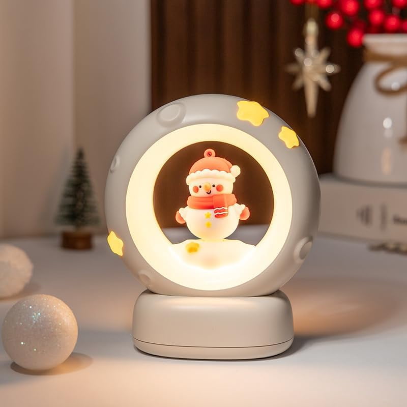 Space Christmas Night Light for Kids Baby, Cute Christmas Tree Nursery Lamp with Touch Sensor, Dimmable Rechargeable Bedside Light, Christmas Gifts for Boys Girls