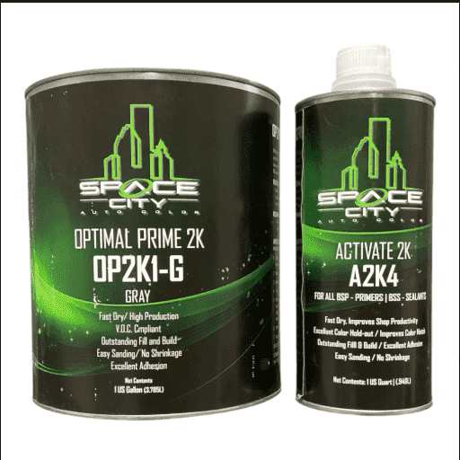 Space City Auto Color Optimal Prime 2K OP2K 4:1 Acrylic Urethane Primer Surfacer/Sealer, Fast Dry Easy Sanding Automotive Primer