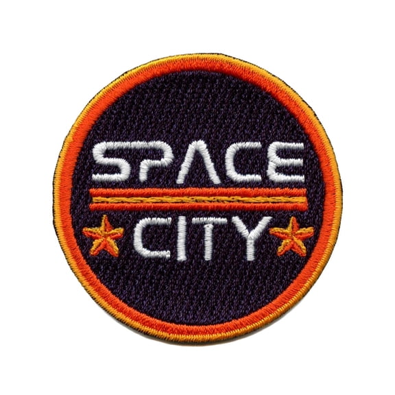 Space City TX Hat Patch Houston Blue Embroidered Iron On