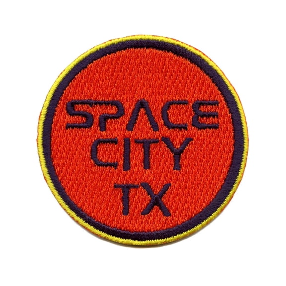 Space City TX Hat Patch Houston Orange Embroidered Iron On
