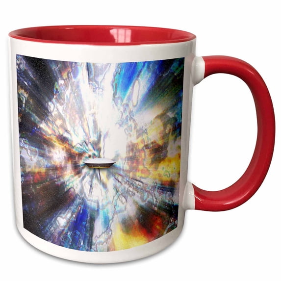 3drose, Space Clouds Craft a Rather Primitive Space Craft Engages Warp Drive as Stars Streak, 15oz Two-tone Red Mug