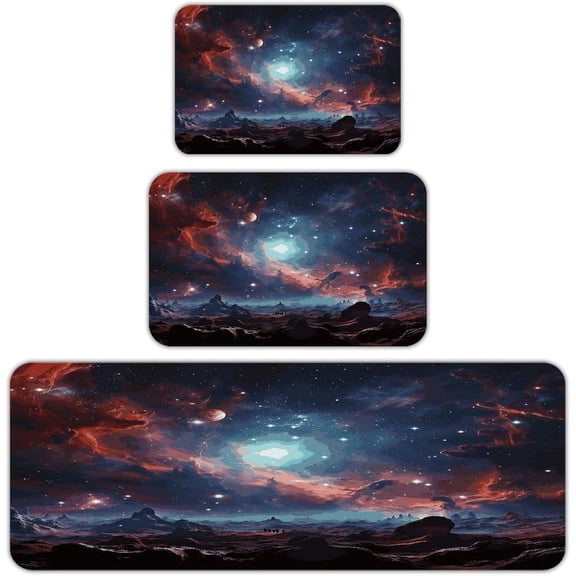 Space with Cluster Kitchen Rugs Sets of 3 Washable Kitchen Mats for Floor Non Slip Soft Kitchen Area Rug Anti Fatigue Kitchen Mats Farmhouse Kitchen Rugs for Laundry Desk Office