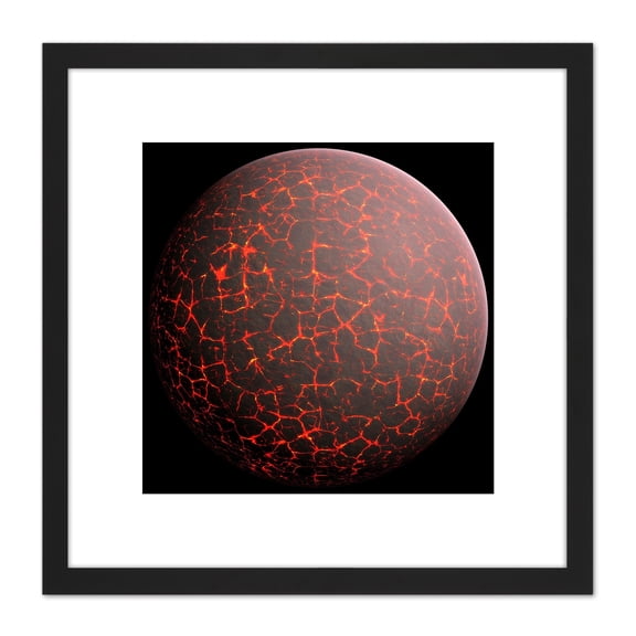 Space Concept Illustration Planet Earth Early Formation 8X8 Inch Square Wooden Framed Wall Art Print Picture with Mount